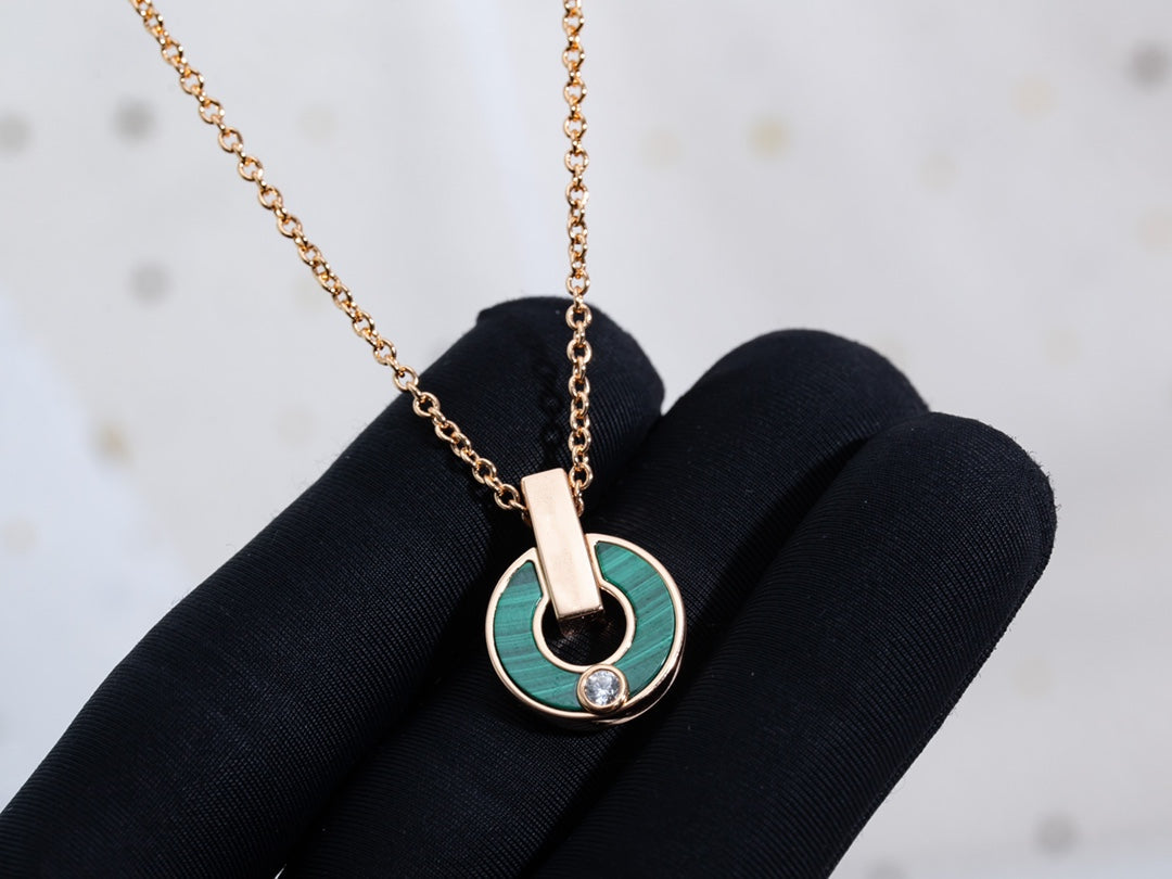 [⭐Hyrra Jewelry]GARI NECKLACE PINK GOLD MALACHITE