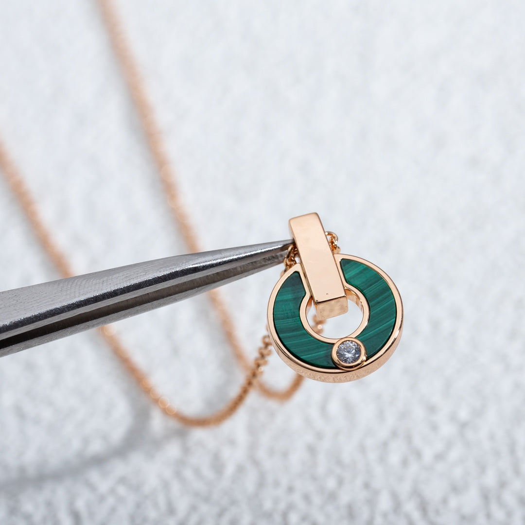 [⭐Hyrra Jewelry]GARI NECKLACE PINK GOLD MALACHITE