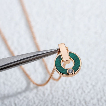 [⭐Hyrra Jewelry]GARI NECKLACE PINK GOLD MALACHITE