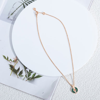 [⭐Hyrra Jewelry]GARI NECKLACE PINK GOLD MALACHITE