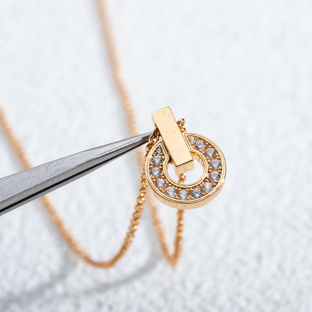 [⭐Hyrra Jewelry]GARI NECKLACE PINK GOLD DIAMOND