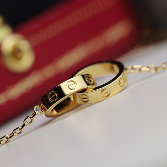 [⭐Hyrra Jewelry]LOVE NECKLACE DOUBLE RING GOLD