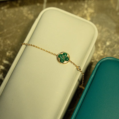[⭐Hyrra Jewelry]SUN MALACHITE 1 DIAMOND PINK GOLD BRACELET