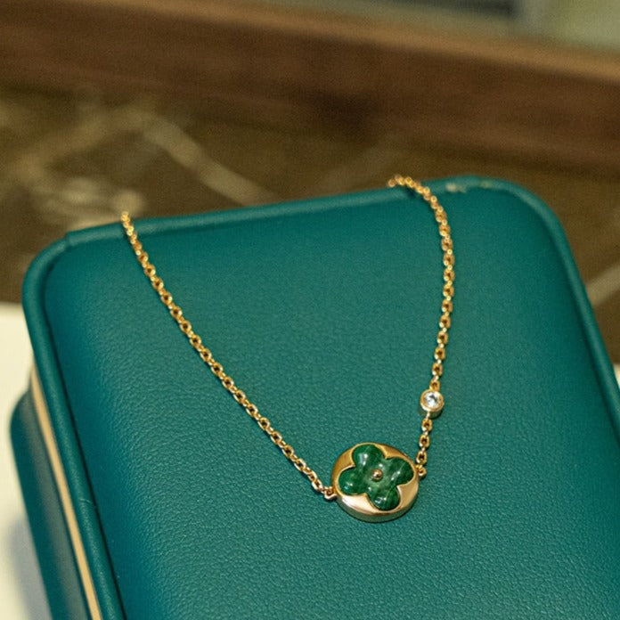 [⭐Hyrra Jewelry]SUN MALACHITE 1 DIAMOND PINK GOLD BRACELET