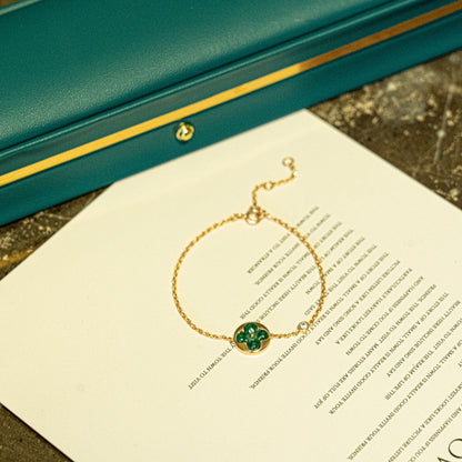 [⭐Hyrra Jewelry]SUN MALACHITE 1 DIAMOND PINK GOLD BRACELET