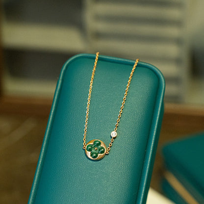 [⭐Hyrra Jewelry]SUN MALACHITE 1 DIAMOND PINK GOLD BRACELET