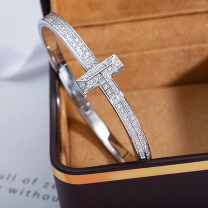 [Hyrra Jewelry]WIDE DIAMONDS HINGED BANGLE SILVER