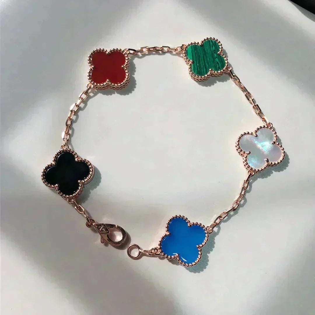 [⭐Hyrra Jewelry]CLOVER 5 MOTIFS MULTICOLOR BRACELET