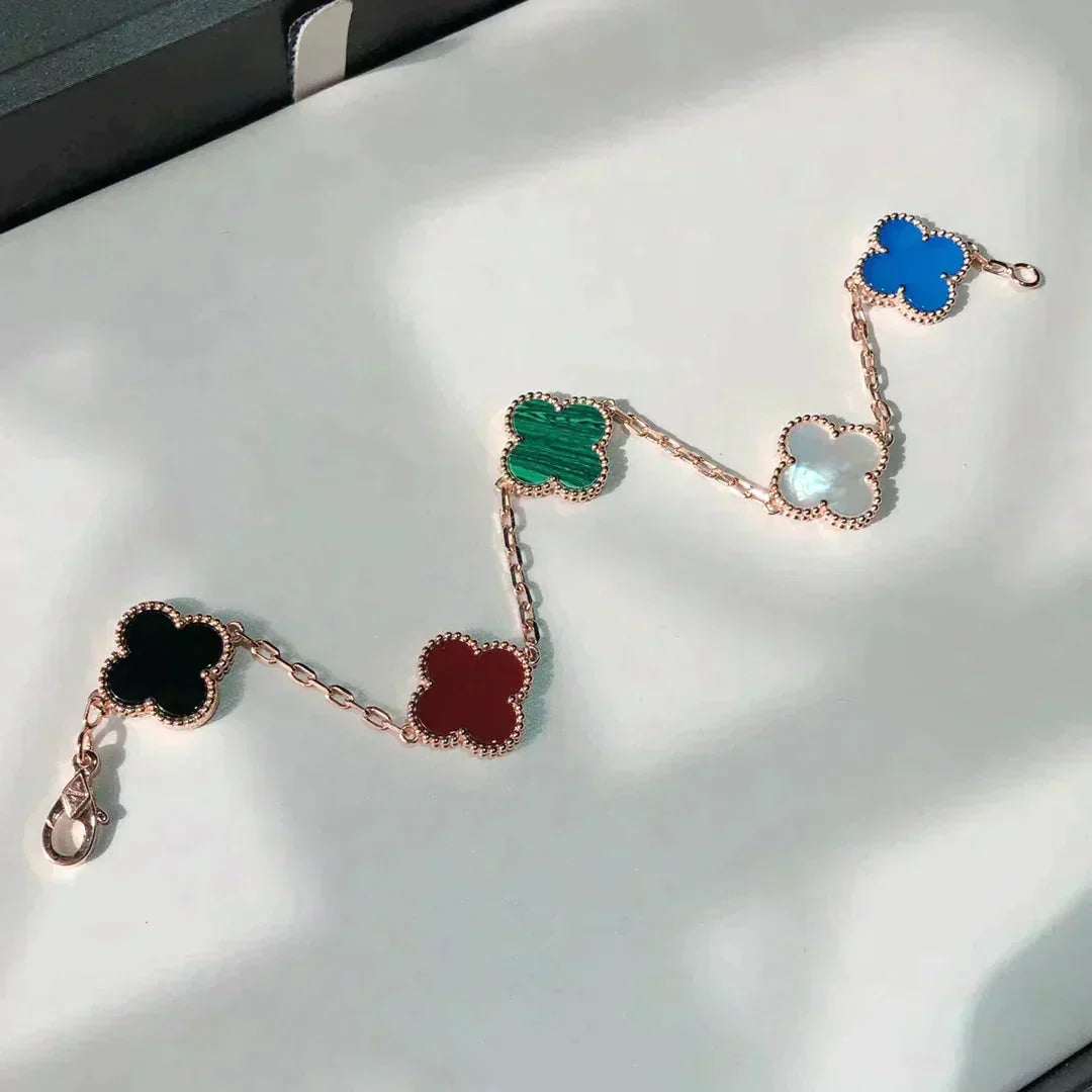 [⭐Hyrra Jewelry]CLOVER 5 MOTIFS MULTICOLOR BRACELET