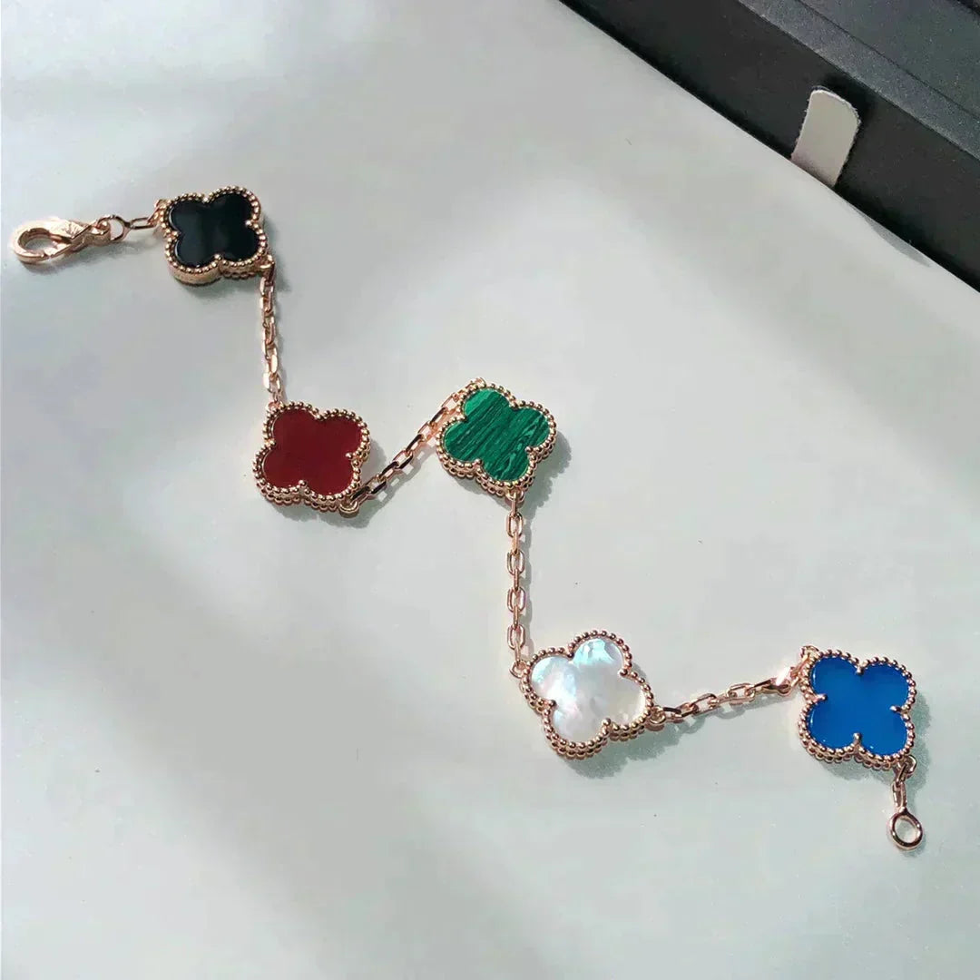 [⭐Hyrra Jewelry]CLOVER 5 MOTIFS MULTICOLOR BRACELET