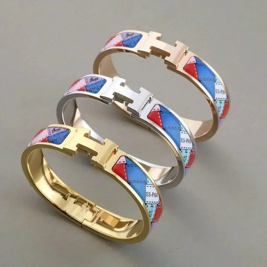 [⭐Hyrra Jewelry]H BRACELET DOTTED BORDER 12MM