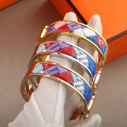 [⭐Hyrra Jewelry]H BRACELET DOTTED BORDER 12MM