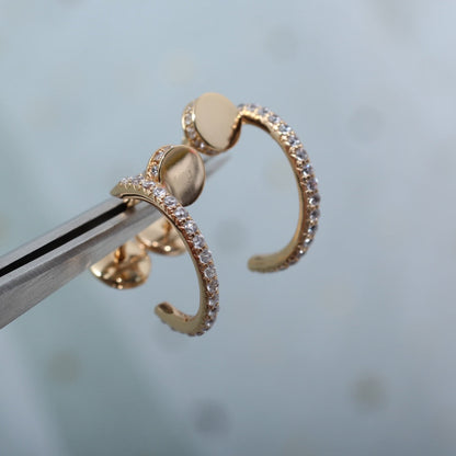 [⭐Hyrra Jewelry]JUSTE EARRINGS 12.75MM PINK GOLD DIAMOND