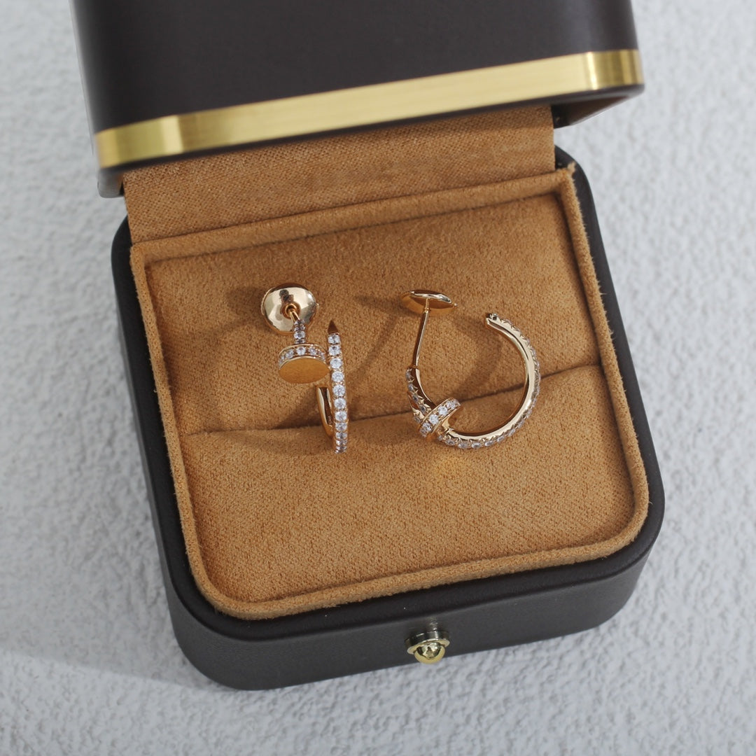 [⭐Hyrra Jewelry]JUSTE EARRINGS 12.75MM PINK GOLD DIAMOND