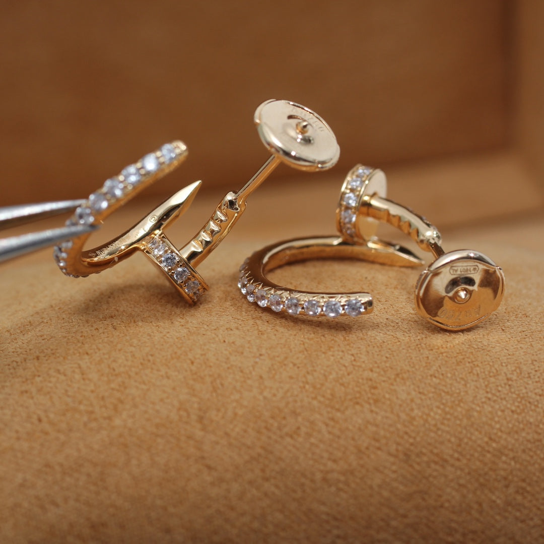 [⭐Hyrra Jewelry]JUSTE EARRINGS 12.75MM PINK GOLD DIAMOND