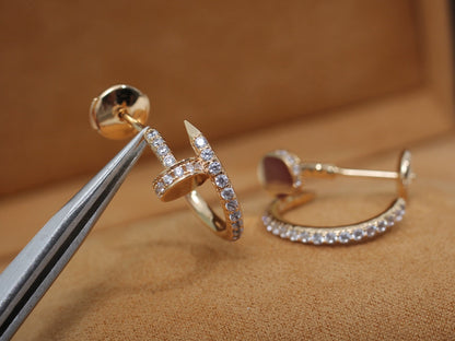 [⭐Hyrra Jewelry]JUSTE EARRINGS 12.75MM PINK GOLD DIAMOND