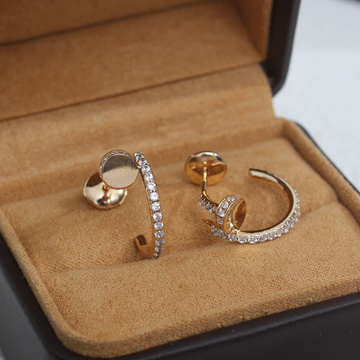 [⭐Hyrra Jewelry]JUSTE EARRINGS 12.75MM PINK GOLD DIAMOND