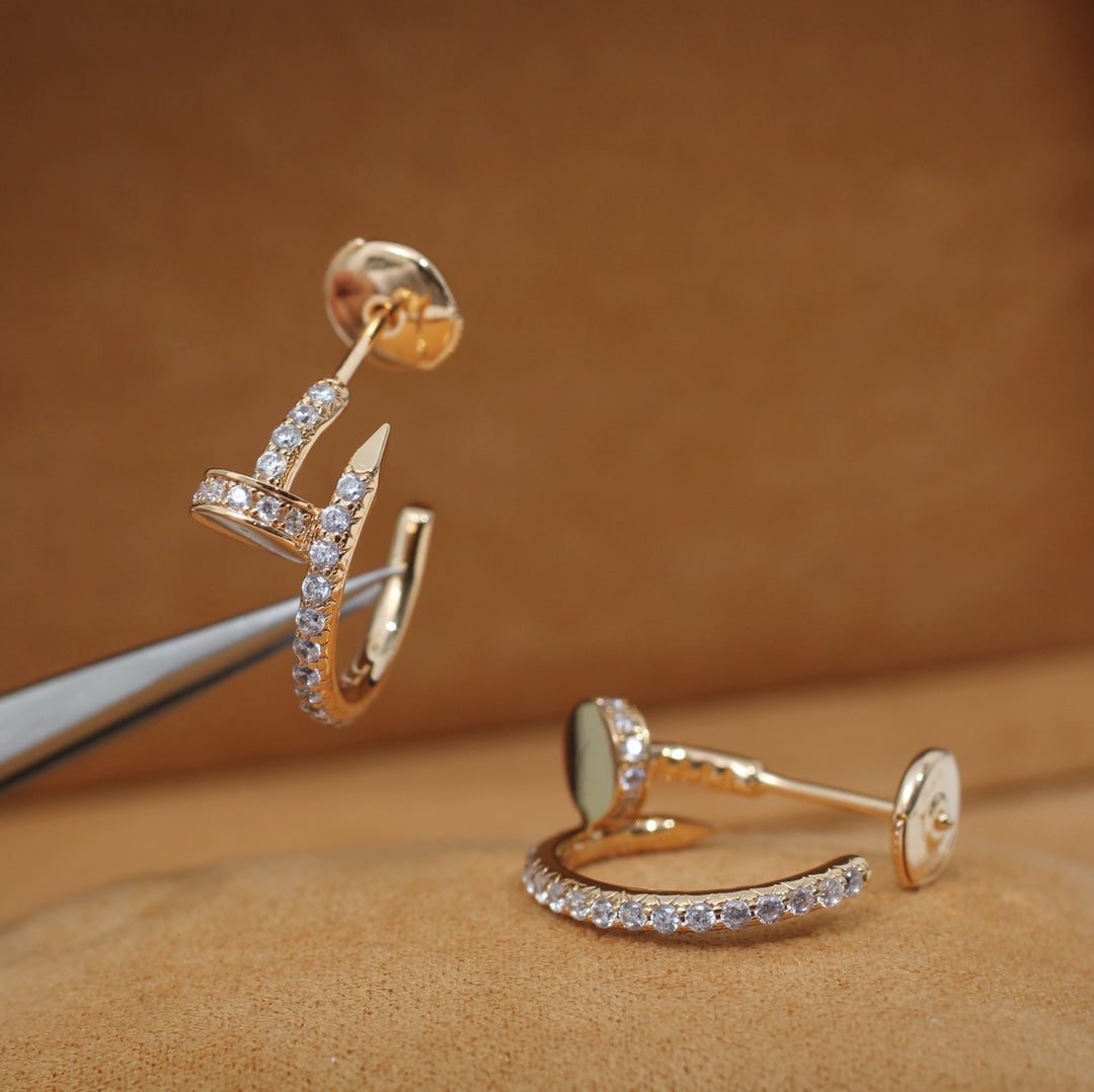 [⭐Hyrra Jewelry]JUSTE EARRINGS 12.75MM PINK GOLD DIAMOND