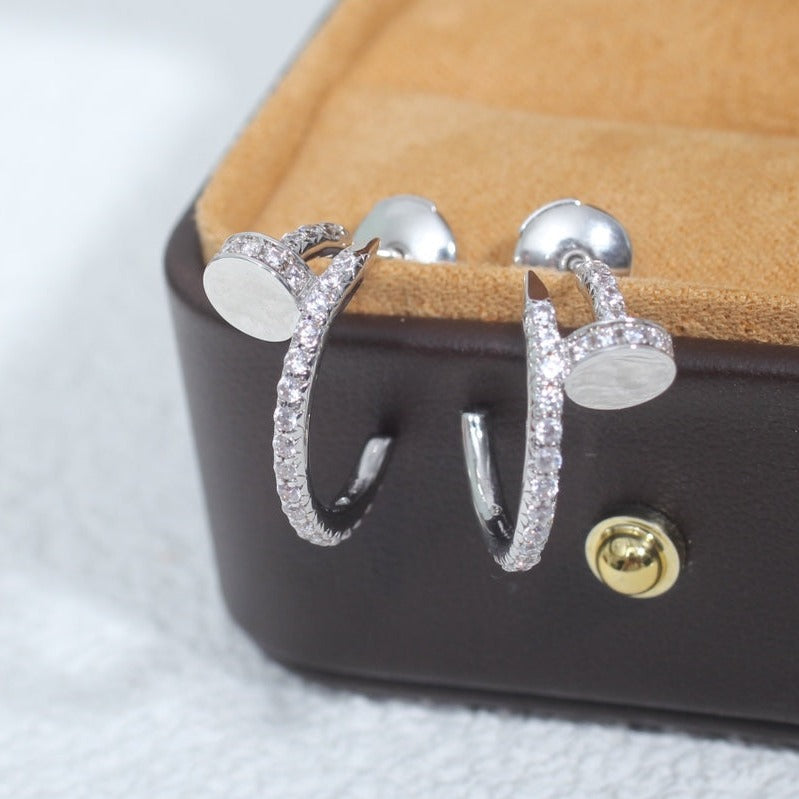 [⭐Hyrra Jewelry]JUSTE EARRINGS 12.75MM SILVER DIAMOND