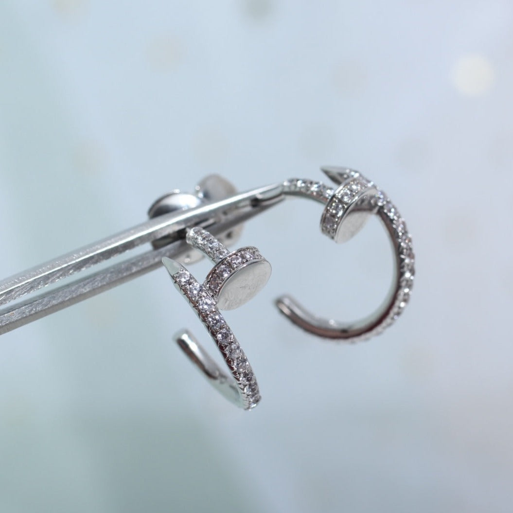 [⭐Hyrra Jewelry]JUSTE EARRINGS 12.75MM SILVER DIAMOND