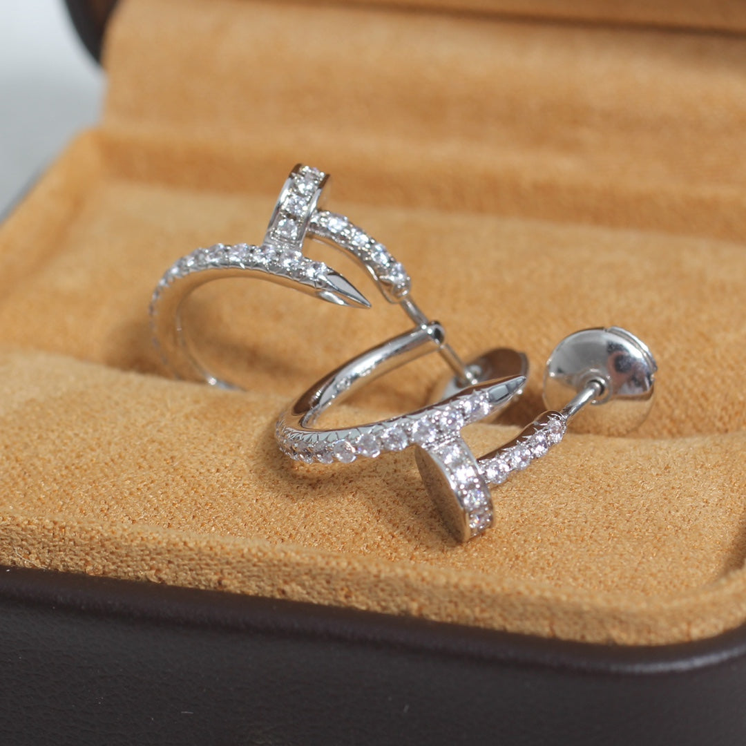 [⭐Hyrra Jewelry]JUSTE EARRINGS 12.75MM SILVER DIAMOND