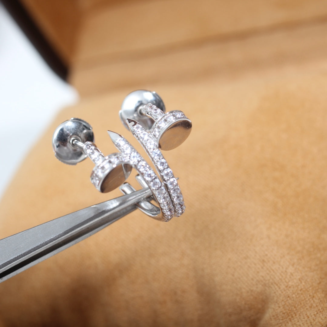 [⭐Hyrra Jewelry]JUSTE EARRINGS 12.75MM SILVER DIAMOND