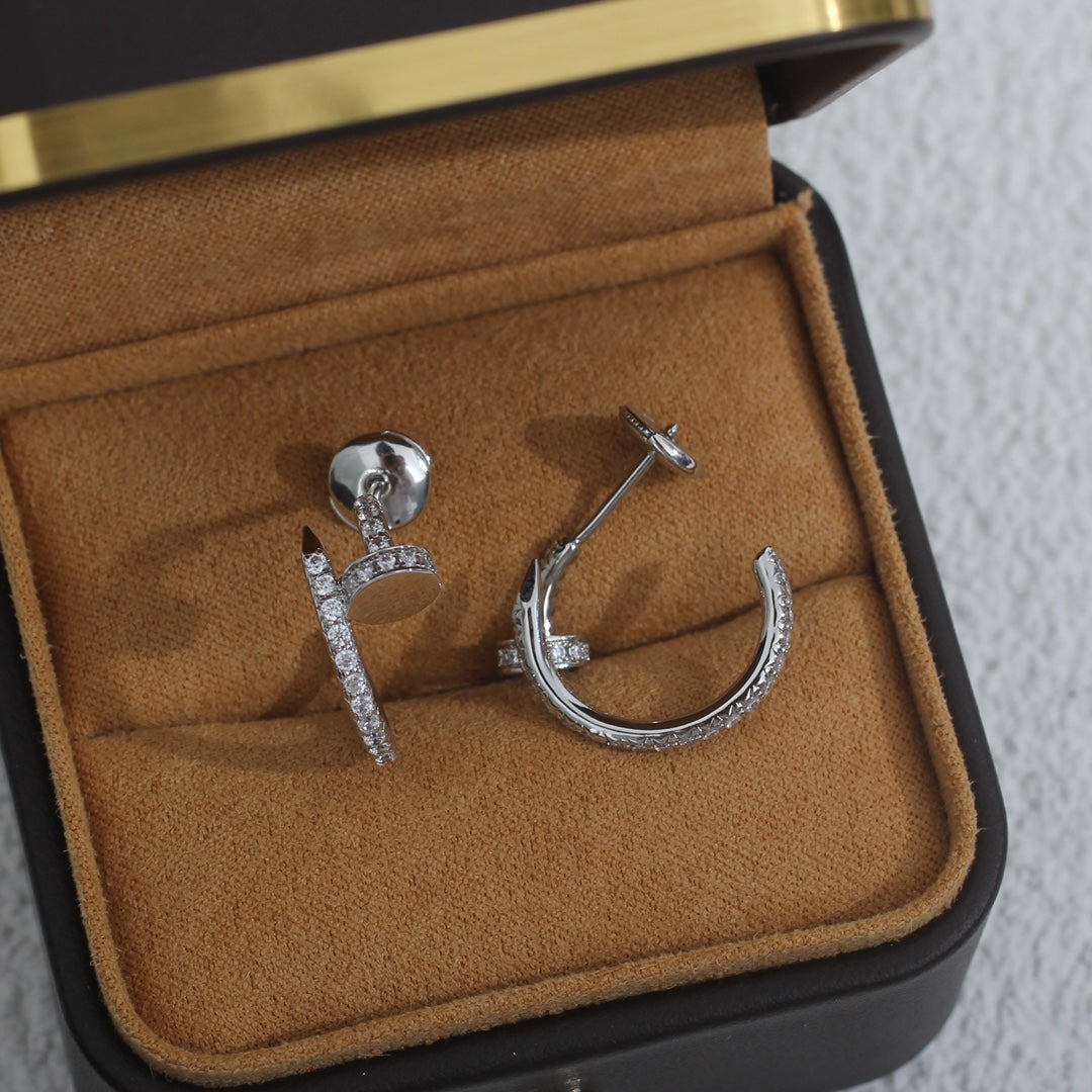 [⭐Hyrra Jewelry]JUSTE EARRINGS 12.75MM SILVER DIAMOND