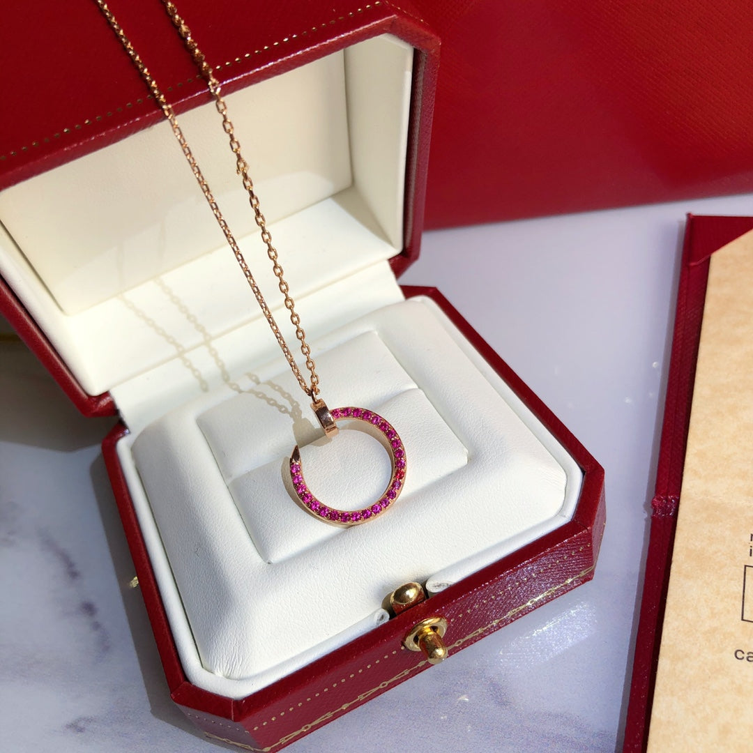 [⭐Hyrra Jewelry]JUSTE NECKLACE GOLD RED DIAMONDS