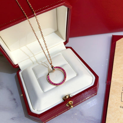 [⭐Hyrra Jewelry]JUSTE NECKLACE GOLD RED DIAMONDS