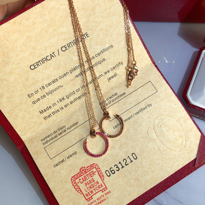 [⭐Hyrra Jewelry]JUSTE NECKLACE GOLD RED DIAMONDS