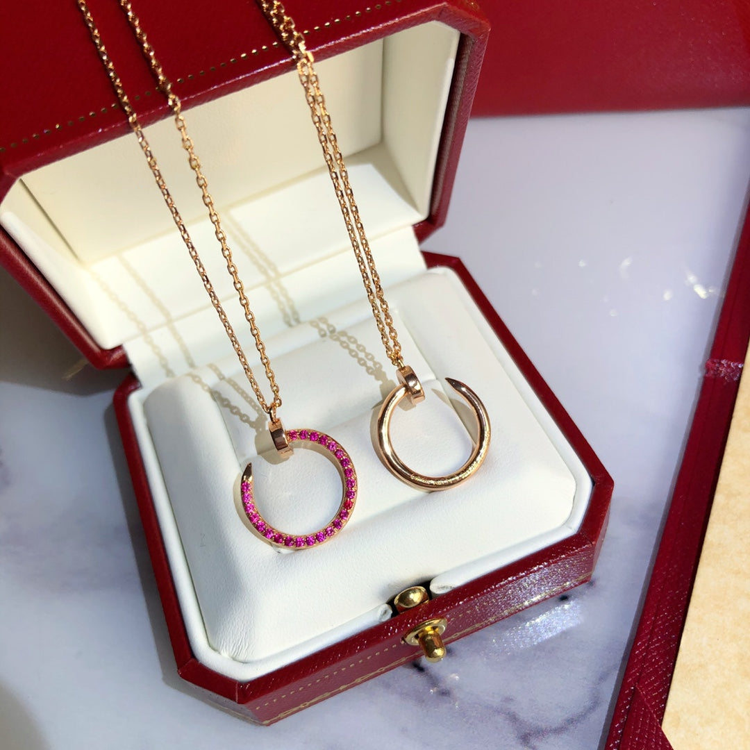 [⭐Hyrra Jewelry]JUSTE NECKLACE GOLD RED DIAMONDS