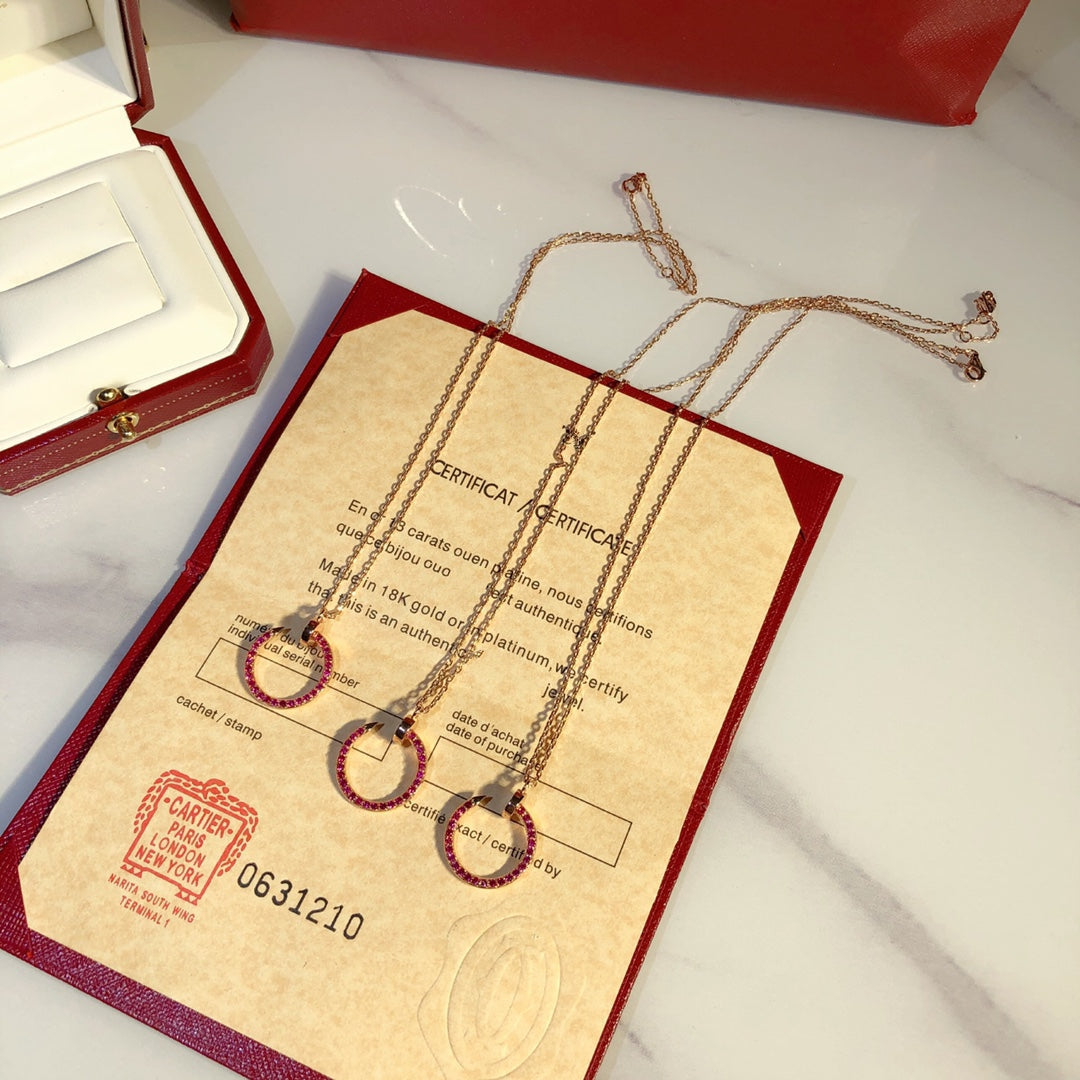 [⭐Hyrra Jewelry]JUSTE NECKLACE GOLD RED DIAMONDS