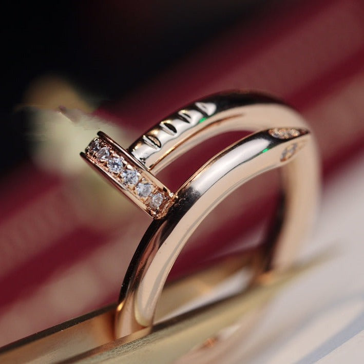 [⭐Hyrra Jewelry]JUSTE RING 2.65MM PINK GOLD DIAMOND