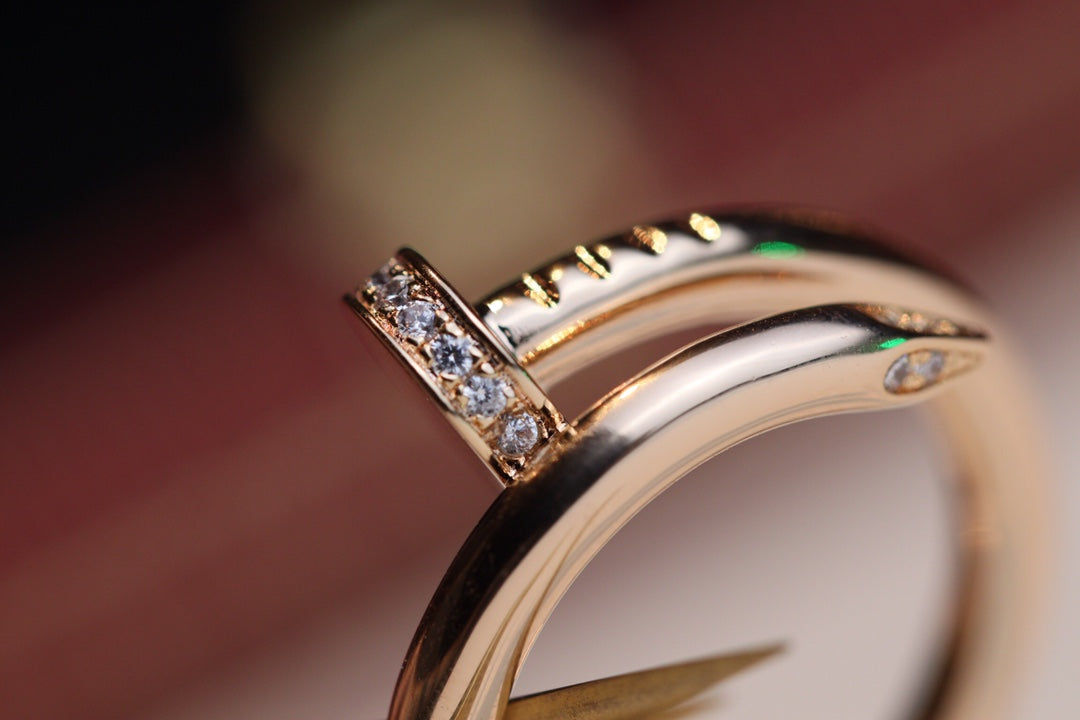 [⭐Hyrra Jewelry]JUSTE RING 2.65MM PINK GOLD DIAMOND
