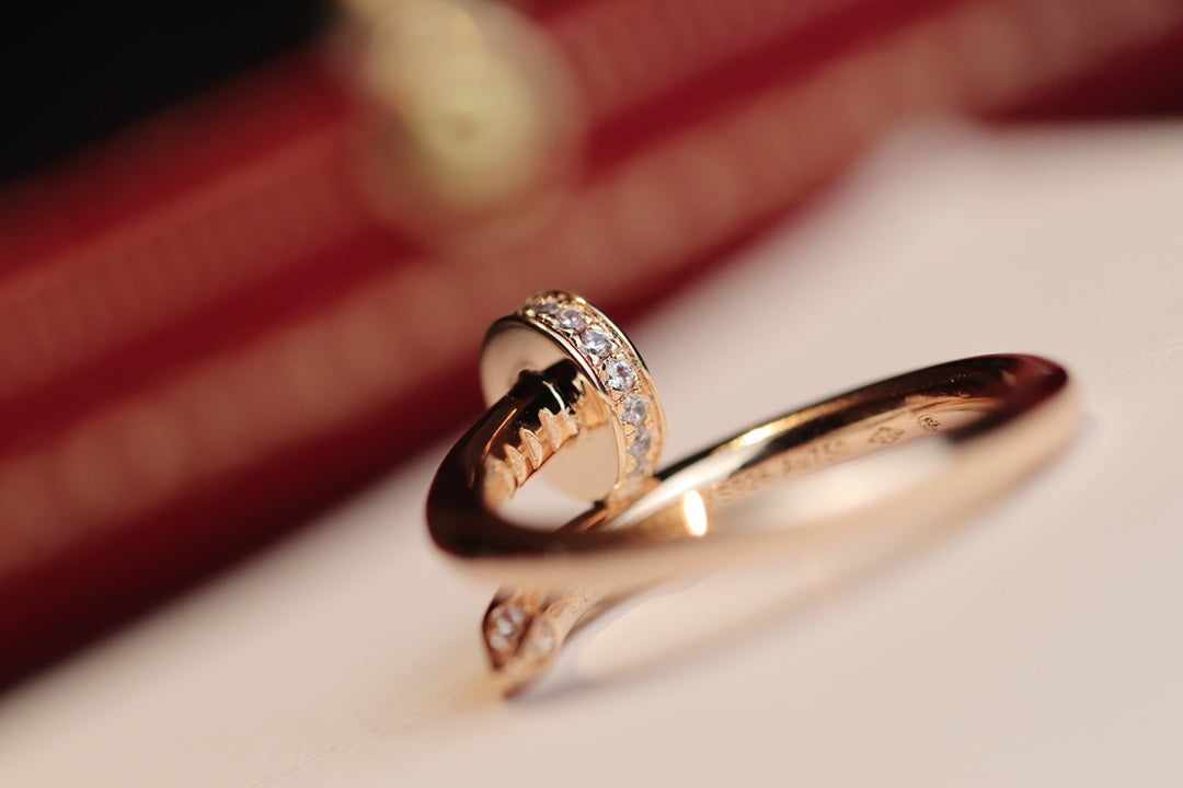 [⭐Hyrra Jewelry]JUSTE RING 2.65MM PINK GOLD DIAMOND