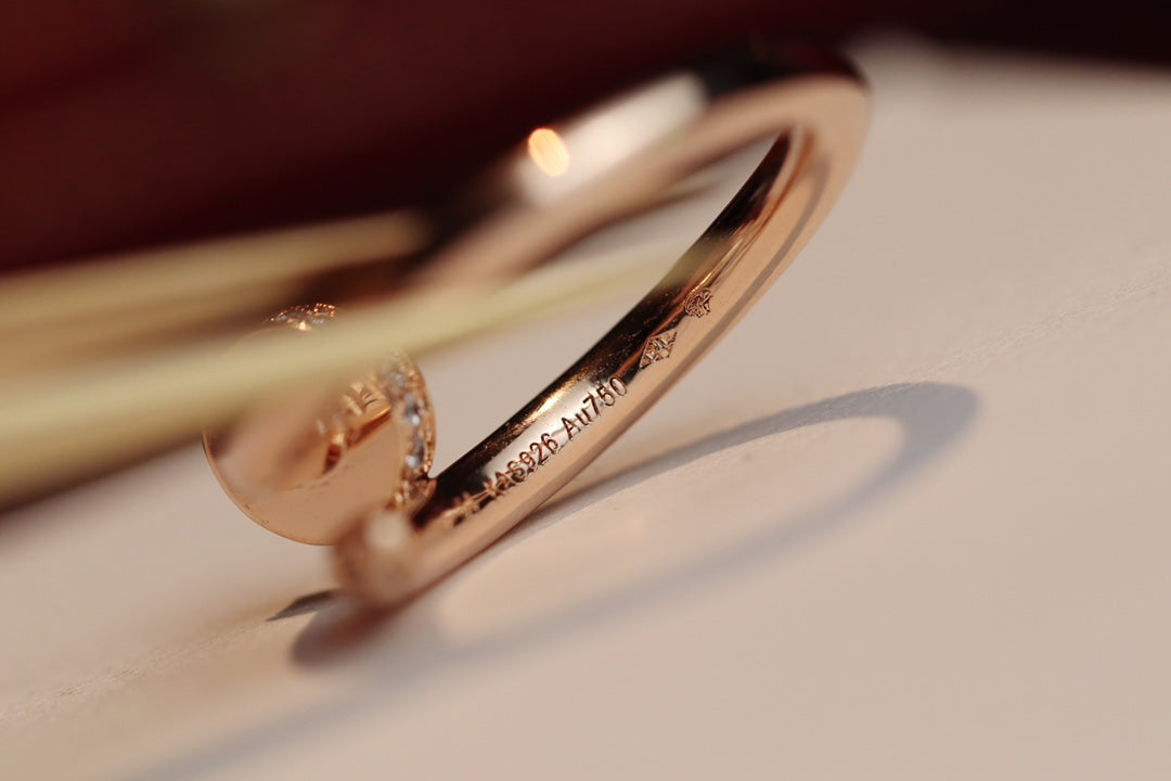 [⭐Hyrra Jewelry]JUSTE RING 2.65MM PINK GOLD DIAMOND