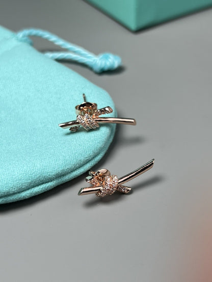 [Hyrra Jewelry]KNOT EARRINGS PINK GOLD DIAMOND