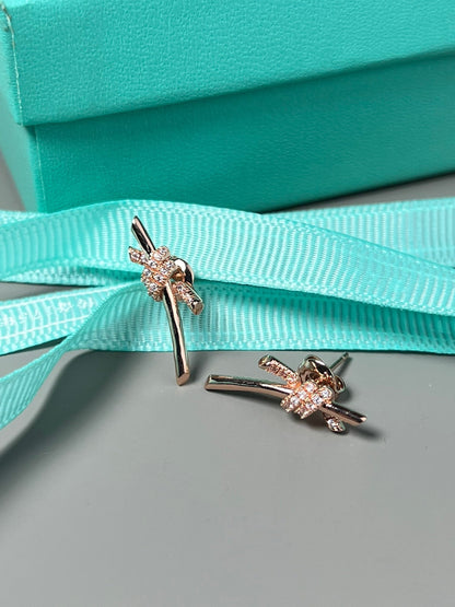 [Hyrra Jewelry]KNOT EARRINGS PINK GOLD DIAMOND