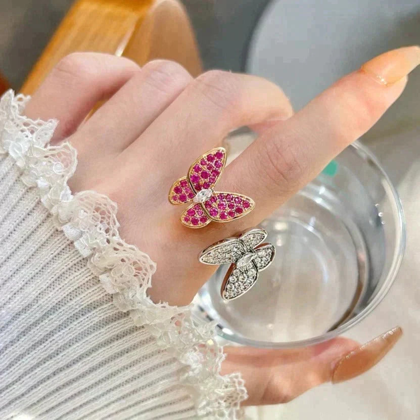 [⭐Hyrra Jewelry]TWIN BUTTERFLY DIAMOND RING