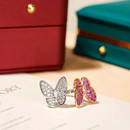[⭐Hyrra Jewelry]TWIN BUTTERFLY DIAMOND RING