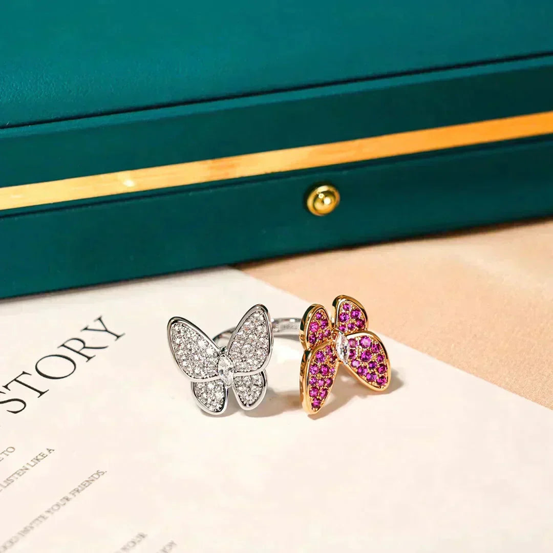 [⭐Hyrra Jewelry]TWIN BUTTERFLY DIAMOND RING