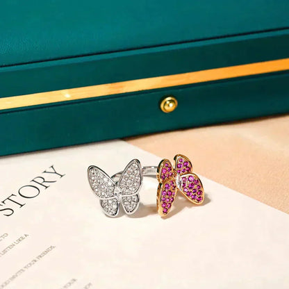 [⭐Hyrra Jewelry]TWIN BUTTERFLY DIAMOND RING