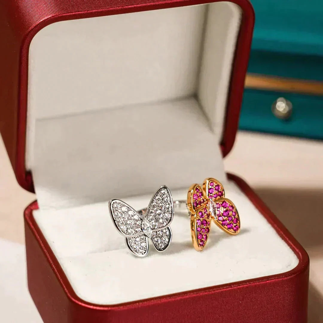 [⭐Hyrra Jewelry]TWIN BUTTERFLY DIAMOND RING