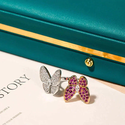 [⭐Hyrra Jewelry]TWIN BUTTERFLY DIAMOND RING