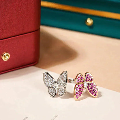 [⭐Hyrra Jewelry]TWIN BUTTERFLY DIAMOND RING