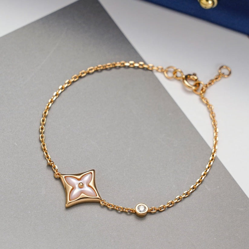 [⭐Hyrra Jewelry]STAR 1 DIAMOND PINK GOLD BRACELET