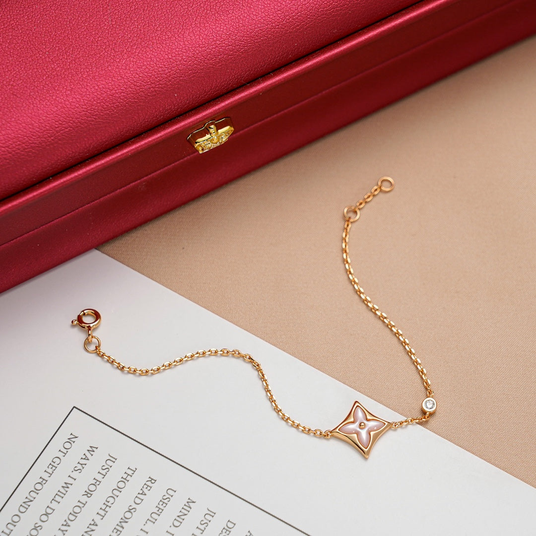 [⭐Hyrra Jewelry]STAR 1 DIAMOND PINK GOLD BRACELET