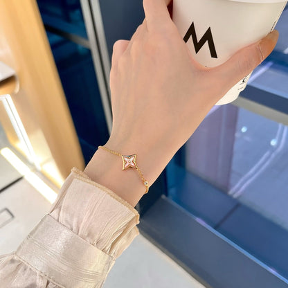 [⭐Hyrra Jewelry]STAR 1 DIAMOND PINK GOLD BRACELET