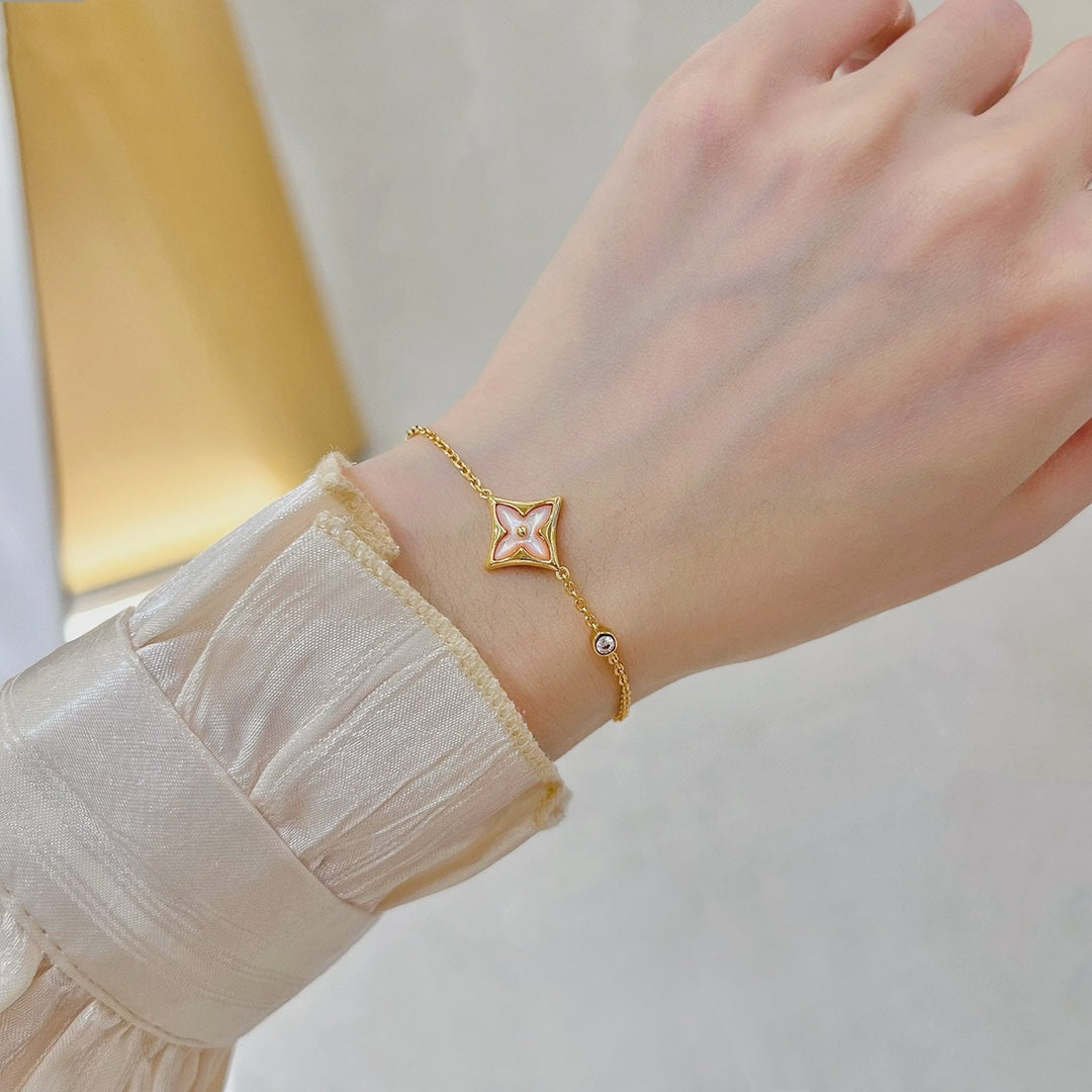 [⭐Hyrra Jewelry]STAR 1 DIAMOND PINK GOLD BRACELET