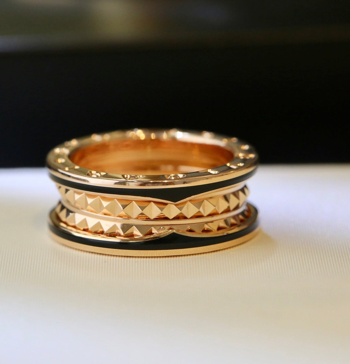 [⭐Hyrra Jewelry]ZERO 1 PINK GOLD BLACK CERAMIC RING